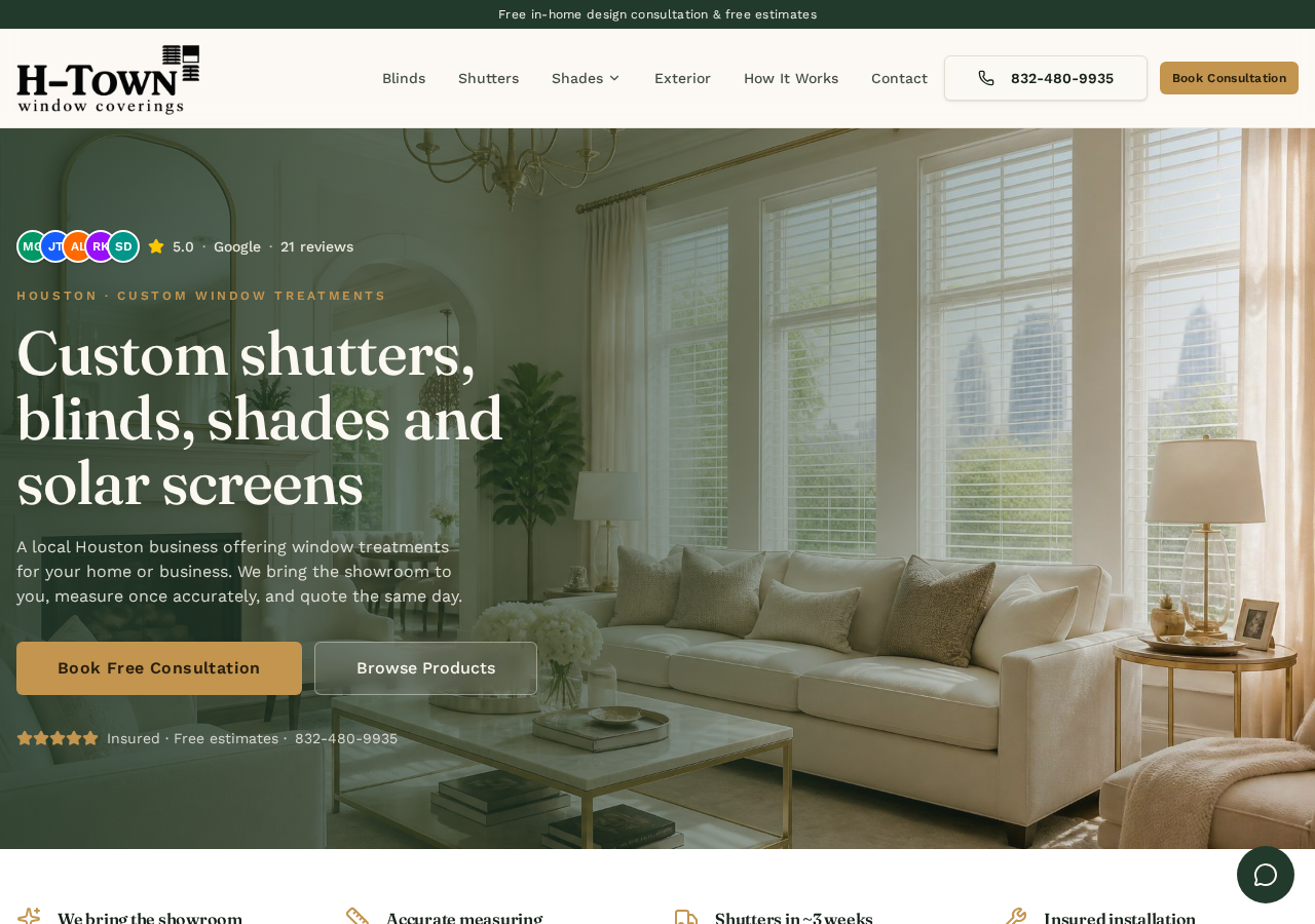 H-Town Window Coverings website preview