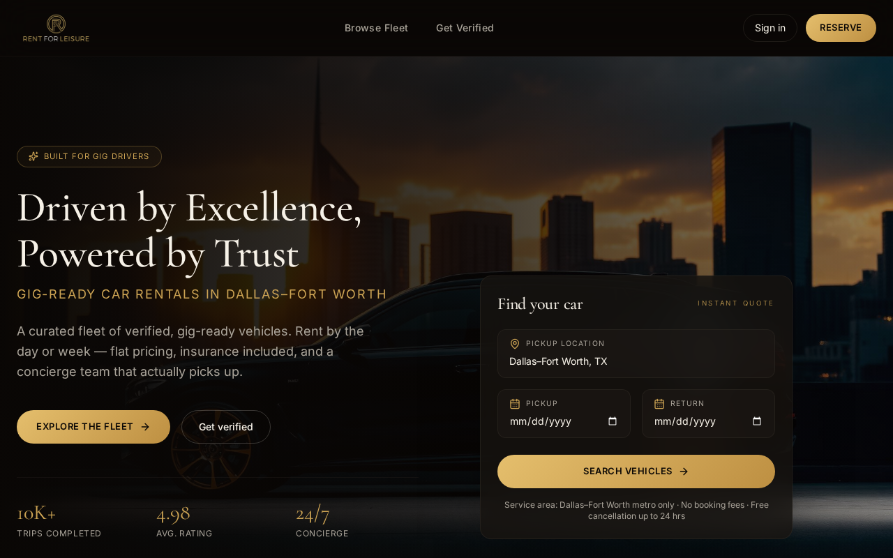 Rent For Leisure website preview